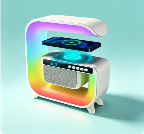 Light Home Multifunctional BT Led Night Light Speaker Alarm Clock Wireless Charging Mobile Phone 15W Colorful Subwoofer RGB