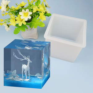 10cm Square Silicone <b>Mold</b> Crystal <b>Cake</b> Epoxy Resin <b>Mold</b> Animal Specimens <b>Molds</b> - Product Image 2