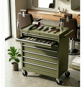 Chariot de Salon Roulant à 4 Roues en Acier Inoxydable Moderne de Haute Qualité avec 5/7 Tiroirs, Tiroirs Doubles Amovibles pour Salon de Coiffure et Salon - Product Image 2