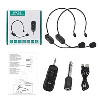Microphone sans fil avec casque WX26 2.4G 20Hz-20KHz pour guide touristique en extérieur, performance, enseignement en classe, son informatique