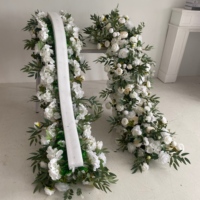 T-FR017 Chemin de table en fleurs artificielles blanches de cerisier, chemin de table de luxe pour mariage, décoration de table de dîner