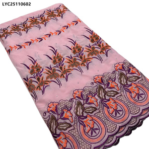 Última Tela de Encaje de Algodón Suizo con Bordado Floral de Dubái al por Mayor para Ropa de Mujer, Tela de Encaje de Algodón Suizo Voile - Product Image 1