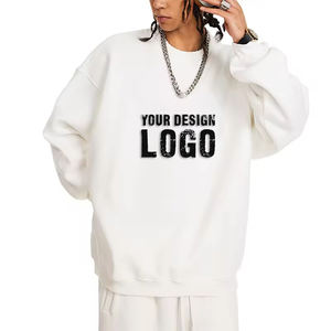 Wholesale OEM French Terry Round Neck Oversized Men's Sweatshirt Casual Basic Solid Color Loose Mens Sweatshirts Hoodies - Product Image 3