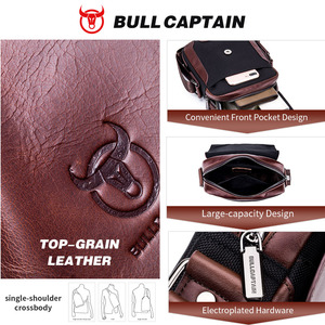 กระเป๋าหนังแท้ BULLCAPTAIN รุ่นคลาสสิค ดีไซน์แบบสะพายข้าง กันน้ำ  รับทำโลโก้ตามสั่ง  กระเป๋าผู้ชาย  OEM ODM - Product Image 3