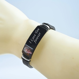 Braccialetto in silicone impermeabile personalizzato con foto e scritta I LOVE YOU FOREVER, regalo per anniversario. - Product Image 4