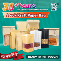 Sacs en papier kraft Doypack refermables de 500g avec fermeture éclair et fenêtre transparente avant, vente en gros Lebei