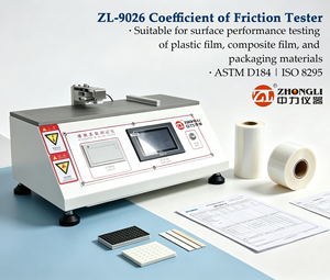 Testeur de coefficient de friction ASTM D1894 ISO 8295 pour films d'emballage plastique flexibles, machine d'essai du coefficient de friction pour sacs en film plastique - Product Image 2