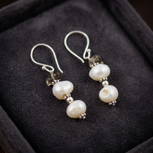 Pendientes de Perlas de Agua Dulce, Forma Redonda Blanca, Plata 925 con Microincrustaciones, Regalo Vintage para Mujer, Grado AA - Product Image 4