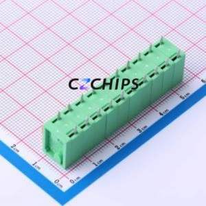 DB142V-5.08-10P-GN Spring Terminal Block Through hole Component (THT),P=5.08mm Connector 1x10P 5.08mm Green Through Hole - Product Image 2
