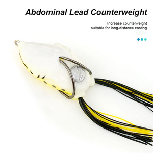 Señuelo de pesca con cebo de rana de agua superior de 50mm, anzuelo doble de insecto de PVC de silicona suave Artificial para arroyos de peces de agua dulce, ríos y lagos - Product Image 6