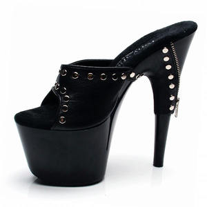 Sexy fetiche negro remache gótico exótico bailarina Retro 17 cm gladiador moda Sandalias de tacón alto zapatillas de plataforma grande para mujer - Product Image 3