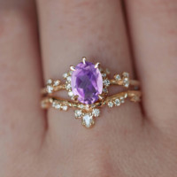 Anillo de Compromiso Clásico con Diamante Negro Romántico en Forma de Hexágono, con Incrustaciones de Piedras Naturales, Bañado en Oro Rosa sobre Plata 925 para Mujer