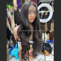 Perruque synthétique Lace Front Body Wave de 32 pouces, 13x4, transparente, sans colle, base en soie, ligne de cheveux naturelle, résistante à la chaleur