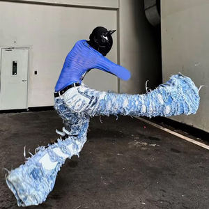 DIZNEW Hombre Denim Jeans Vendedor Venta al por mayor de alta calidad de pierna ancha Patchwork Jeans Y2k Moda Crazy Jeans para hombres - Product Image 5