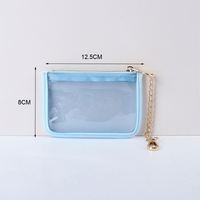 Dompet Wanita Anak-Anak Kecil PVC Transparan Anti Air Motif Huruf Portabel Resleting Tempat Kartu Koin Penyimpanan Gantungan Kunci Pouch Perjalanan