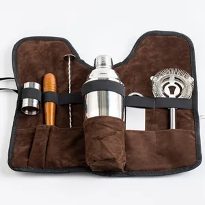 New Product 2023 Cloth Bag 7-piece Lemon Squeeze Stainless Steel Shaker Cocktail Set