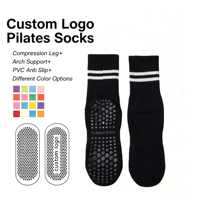 Chaussettes de yoga pour femmes POPSOX, équipement de studio professionnel, couleur personnalisée, tricotées en coton, antidérapantes, avec coussinets en silicone