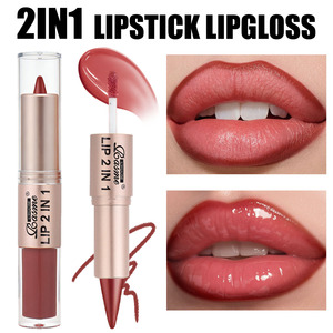 Vente en gros <span class=keywords><strong>de</strong></span> rouge à lèvres double embout 2 en 1, stylo gloss à lèvres longue tenue, imperméable, anti-transfert, personnalisable, maquillage pour les lèvres pour femmes - Product Image 4