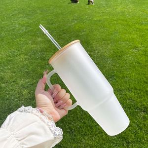 Vaso Sublimable Transparente Esmerilado de 40 oz con Asa, Botella de Agua de Viaje para Cerveza, Vaso Térmico para Vinilo - Product Image 3
