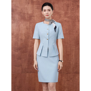 Light Purple Short Sleeve Blazer For Flight Attendants Receptionists Beauty Salons Hotels Summer Workwear Women's Professional - Product Image 2