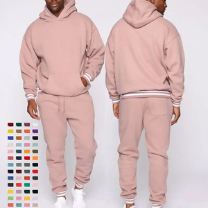 Set sportivo di alta qualità in bianco due pezzi Jogger Set personalizzato poliestere/cotone felpa con cappuccio e pantaloni per gli uomini - Product Image 2