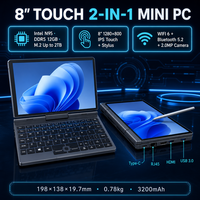 Ordinateur portable 2 en 1 Yoga P8 8 pouces tactile 1280x800 Intel N95 DDR5 12 Go M.2 2 To Caméra 2 MP 3200 mAh Windows 10 Mobile