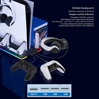 Support de refroidissement PS5 avec station de charge, double ventilateur, lumière RGB, chargeur de manettes et rangement de jeux pour PS5 Slim et Pro