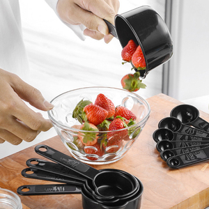 11-Mảnh Bền Dễ Dàng Làm Sạch Rõ Ràng Quy Mô Cống Cổng Màu Đen Màu Xám Nướng Đo <span class=keywords><strong>Cup</strong></span> Thìa Đặt Cấp Thực Phẩm Nhựa Cho Nướng Bánh - Product Image 2