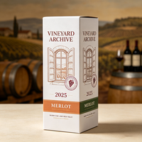 Boîte en carton recyclable pour vin, imprimée numériquement, motif vignoble esthétique personnalisé, pour Merlot, production 72H, emballage cadeau