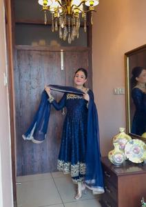 ชุดผ้าไหม Anarkali ชุดปาร์ตี้ dupatta and pent Palazzo สำหรับส่งออกจากอินเดีย - Product Image 5