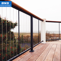 130*90*1100 cm Systèmes de garde-corps de câble noir simples pour balcon et escalier Rampe d'escalier en acier inoxydable
