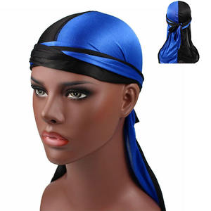 HZM-18114 nouvelle mode hommes soyeux Durags Double couleurs doux Satin <span class=keywords><strong>Durag</strong></span> Bandanas Turban chapeaux chapeau cheveux accessoires - Product Image 2