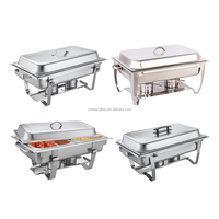 Heavybao Batterie de Cuisine Professionnelle pour la Restauration, Chafing Dish Chauffant Électrique et à Bougie, Réchaud de Buffet pour Présentation Alimentaire