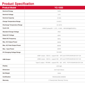 Di động tất cả-trong-một năng lượng lưu trữ pin Lithium <span class=keywords><strong>ion</strong></span> 300W/1kwh với tiện ích lưới PV Bảng điều chỉnh hệ thống ESS khẩn cấp cung cấp điện - Product Image 6