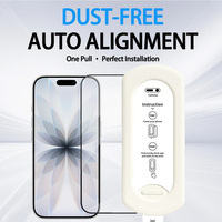 Protection d'écran en verre trempé HD sans poussière pour iPhone 11-18, kit d'installation à alignement automatique 9H, colle intégrale, oléophobe
