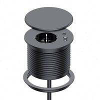 Mini prise électrique ronde intégrée avec couvercle, 16A, 2 prises USB pour table de meuble, installation facile, maison, hôtel