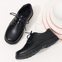Chaussures habillées noires pour enfants en cuir verni à lacets, semelle antidérapante, semelle épaisse, pour l'école et les fêtes, vente en gros, personnalisables