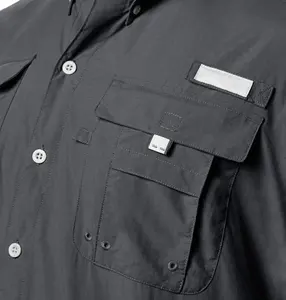 Camicia cargo Casual da uomo di alta qualità con tasca sul petto a quadri in maglia in saia tessuto monopetto con chiusura a molla