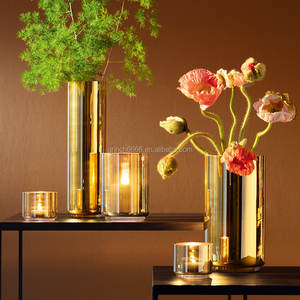 2025 semplice oro tubo di vetro vaso di <span class=keywords><strong>fiori</strong></span> oro alto decorazione <span class=keywords><strong>per</strong></span> la casa vaso oro creativo rotondo vaso di <span class=keywords><strong>fiori</strong></span> <span class=keywords><strong>per</strong></span> il matrimonio - Product Image 3