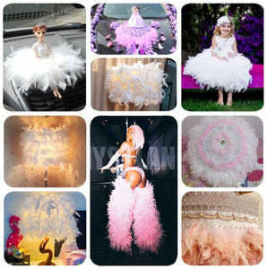 Turquoise plume tissu feu pièce teint bord plume dentelle pour barre de mariage danse latine bricolage vêtements accessoires avec poupée - Product Image 3