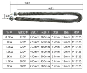 380V U hình 1kw 1.5KW 2kw thép không gỉ điện hình ống không khí vây lò yếu tố làm nóng - Product Image 2