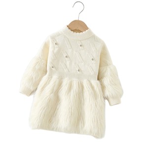 Nuovo Arrivo Autunno/Inverno per Bambine: Abito in Maglia Tinta Unita Stile Coreano <span class=keywords><strong>Chic</strong></span> con Strass - Product Image 5