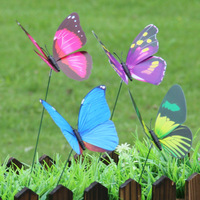 Kunstvlinder 12 cm met steel PVC kunststof tuinlandschap bloemstuk gazon bloempot decoratie modern minimalistisch