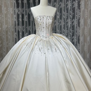Wx230 Soft Satin Sleeveless Heavy Off Shoulder Romantic Gentle High-End <b>Wedding</b> Dress Jancember - Product Image 3