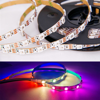 Bande lumineuse LED intelligente RGB 5V WS2812B, 60 LED, largeur 5 mm, flexible, contrôle par application, bande lumineuse adressable matricielle 5050