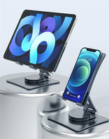 Support de tablette en métal robuste de qualité supérieure, ergonomique, à double axe réglable, portable, pivotant à 360°, pour bureau