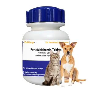 Pettisup suplemen hewan peliharaan pemasok anjing dan kucing kaya Vitamin dukungan kekebalan tubuh tablet Multivitamin suplemen anjing