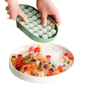 Plastic Ice <b>Cube</b> Trays with Lid & Container, Easy Press to Release Ice,Ice <b>Cube</b> Trays for Freezer with 2 Trays Silicone Bottom - Product Image 1