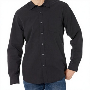 Chemise décontractée et habillée pour homme, en coton tricoté de haute qualité, 100 % coton, à manches longues, couleur unie, coupe ajustée, col rabattu, anti-plis - Product Image 3