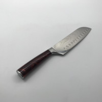 Couteau Santoku en acier inoxydable avec manche en résine de 8 pouces, motif Damas gravé au laser